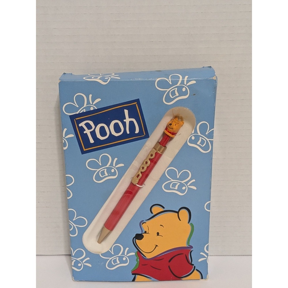 Vintage Colibri  Disney Winnie The Pooh Ballpoint Pen Red  & Yellow  Pen 90s Nos